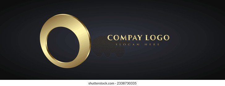 Un círculo de lujo oscuro Conceptos de logotipo en vector sobre fondo oscuro, un diseño elegante de la empresa Logo, ilustración vectorial Banner de logotipo