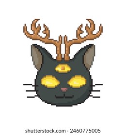 Dark magic cat, pixel art character