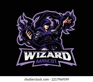 Dark magic mascot logo design. Lady witch vector illustration. Logo illustration for mascot or symbol and identity, emblem sports or e-sports gaming team