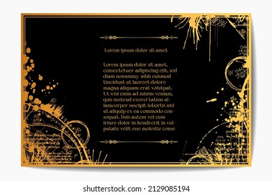 Dark magic poster  sample with text example. Halloween or party invitation sample. Poster with alchemy symbols and space for text.