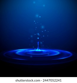 Dark Magical Water Drop Falling In Sea