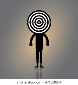 dark man with target dartboard vector cartoon 