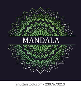 Diseño de hojas de Mandala oscura para lujosos escaparates y fondo en vectores e iconos ilustración color verde
