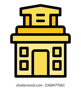 Dark map building icon outline vector. Polish city. Market digital color flat