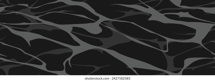 Dark marbling texture. Creative seamless background. Abstract black stone cover art. Modern ink marble tile. Vector cartoon style illustration