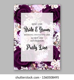 Dark marsala Rose wedding invitation card template burgundy peony ranunculus vector background for baby shower bridal shower invitation Winter floral pattern