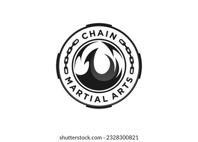 Dark martial art logo design chain element badge emblem
