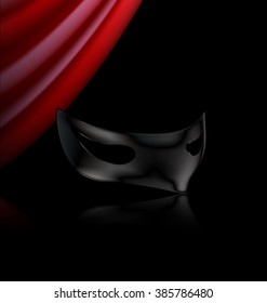 dark mask and red drape