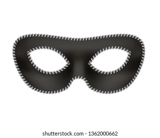 Dark masquerade mask with silver border isolated on white