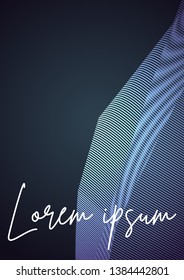 Dark matt abstract background vector cover mockup. Black backdrop and lines