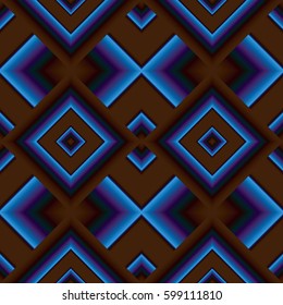 Dark matte seamless pattern of diamonds shining blue