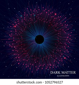 Dark matter Illustration. Dark matter is a type of matter which has not yet been directly observed, This illustration shows the vector graphic drawing technique by the artist's imagination.