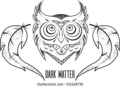 Dark matter owl vector illustration 