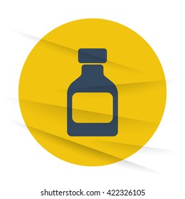 Dark Medicine Bottle icon label on wrinkled paper