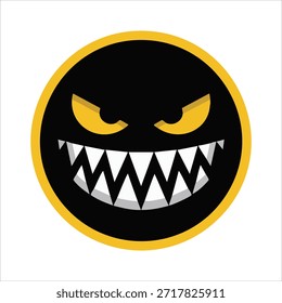 Ilustración vectorial aislada del emblema amenazador oscuro del monstruo en el fondo blanco