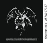 Dark metal art flying demon lucifer, Angry devil demon isolated on black background