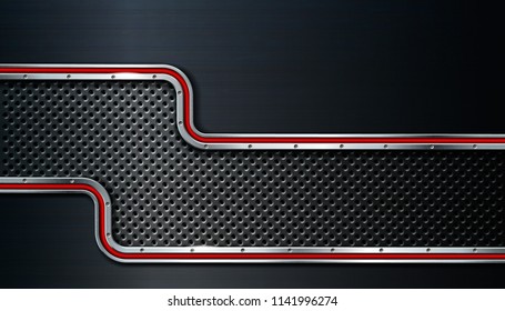 Dark metal background for industrial and technology design. Vector illustration. 