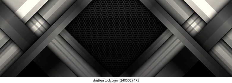 Dark Metal Border Game Banner Abstract Background, Futuristic Backdrop for Gamers and Streamers
