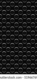Dark metal cell background. Texture with holes. Vector illustration.