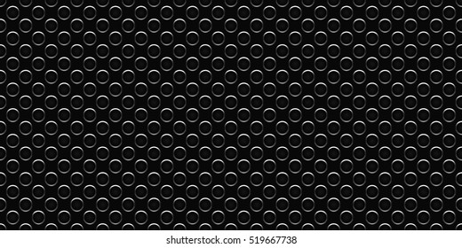 Dark metal cell background. Texture with holes. Vector illustration.