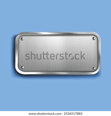 Dark metal labels set isolated on background. Vector realistic illustration of blank square and rectangular stainless steel frames, grungy aluminum plaques with scratches and rivets, game ui elements
