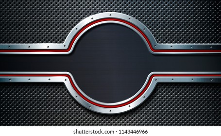 Dark metal perforated background. For industrial and technology design. Vector illustration. 