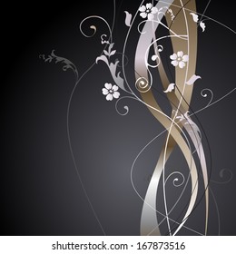 Dark Metallic Floral Background
