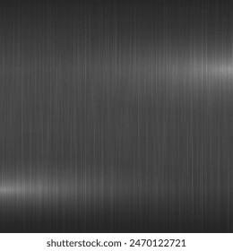 Dark metallic polished background. Stylish shiny brushed gray metal striped texture. Silver surface