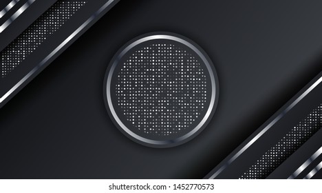 Dark Metallic Silver Frame Layout Technology Corporate Business Design Background Template suitable for Web Banner, Posters, Flyer, Cover, Brochure, etc