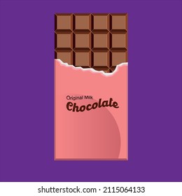 Dark and milk candy chocolate bars With Pink wrappers Vector illustration