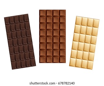 Dark and milk candy chocolate bars . Vector illustration