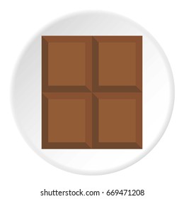 Dark milk chocolate bar icon in flat circle isolated on white background vector illustration for web