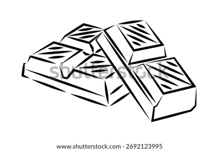 Dark or milk chocolate icon. Vector. Line art. Brown color. Chocolate bar. Chocolate pieces.
