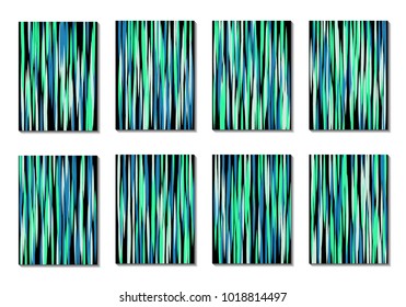 Dark Minimal Covers. Striped Abstract Backgrounds for Posters, Branding, Copybooks. Simple Cover Designs in Dark Covers made with Clipping Mask. Editable Patterns with Chaotic Lattice.