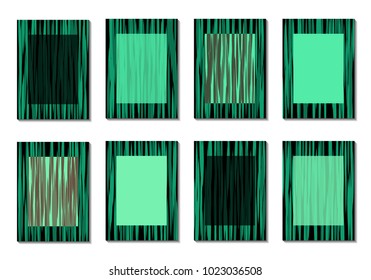 Dark Minimal Covers. Striped Abstract Backgrounds for Posters, Branding, Copybooks. Simple Cover Designs in Dark Covers made with Clipping Mask. Editable Patterns with Chaotic Lattice.