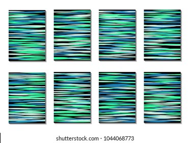 Dark Minimal Covers. Striped Abstract Backgrounds for Posters, Branding, Copybooks. Simple Cover Designs in Dark Covers made with Clipping Mask. Editable Patterns with Chaotic Lattice.