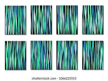 Dark Minimal Covers. Striped Abstract Backgrounds for Posters, Branding, Copybooks. Simple Cover Designs in Dark Covers made with Clipping Mask. Editable Patterns with Chaotic Lattice.