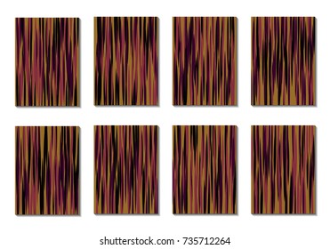 Dark Minimal Covers. Striped Abstract Backgrounds for Posters, Branding, Copybooks. Simple Cover Designs in Dark Covers made with Clipping Mask. Editable Patterns with Chaotic Lattice.