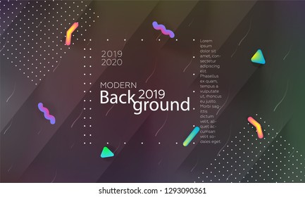 Dark minimal geometric background.  Dynamic shapes composition.  Digital minimal poster. Business landing page. A4 size. Eps10 . - Vector