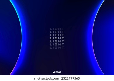 Fondo neón oscuro y mínimo con dos arcos brillantes en ambos lados. Ilustración vectorial. EPS 10.