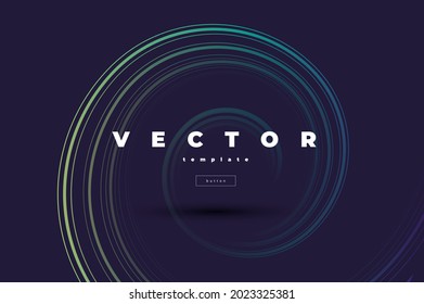 Dark minimal vector template with thin green twisted lines on the black background