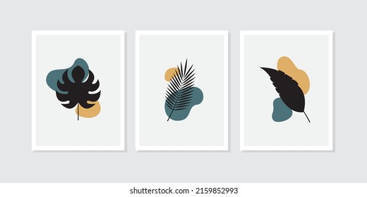 Dark minimalist tropical leaf wall hanging design