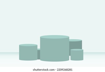 dark mint realistic 3d cylinder pedestal podium with pastel backdrop. Abstract vector rendering geometric platform. Product display presentation. minimal scene.