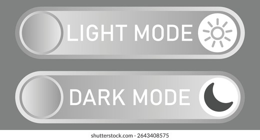Dark Mode and Brightness Icon Set – Day and Night Switch with Sun, Moon, and Light Symbols in Outline and Filled Style.
