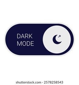 Dark mode rounded rectangle button with crescent moon and stars icon, allowing user to switch to a darker interface