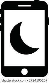 Dark Mode Smartphone Icon, Night Mode Mobile Display, Moon Screen Vector