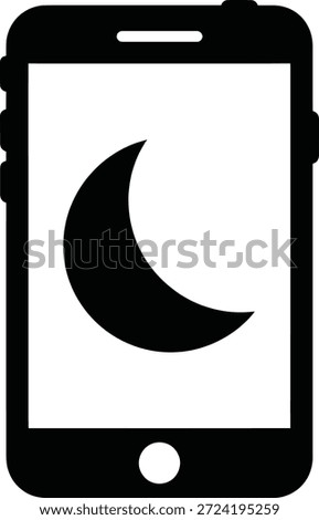 Dark Mode Smartphone Icon, Night Mode Mobile Display, Moon Screen Vector