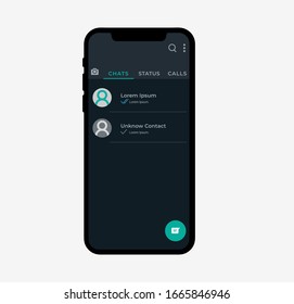 Dark Mode Social Media Chat Application Editable Vector Illustration