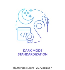 Dark mode standardization blue gradient concept icon. Digital design. Trending web development technology abstract idea thin line illustration. Isolated outline drawing. Myriad Pro-Bold font used