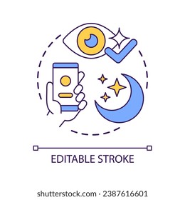 Dark mode standardization concept icon. Eye health in digital age. Web development trend abstract idea thin line illustration. Isolated outline drawing. Editable stroke. Arial font used